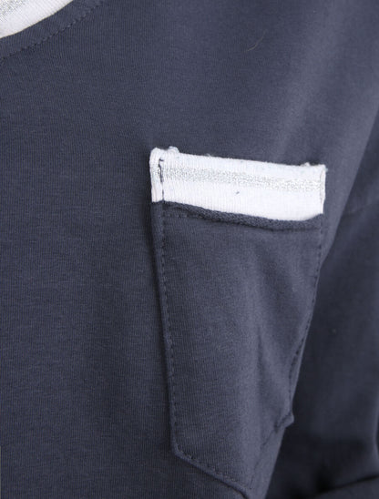 Sweat oversize col V irisé - Marine - 3