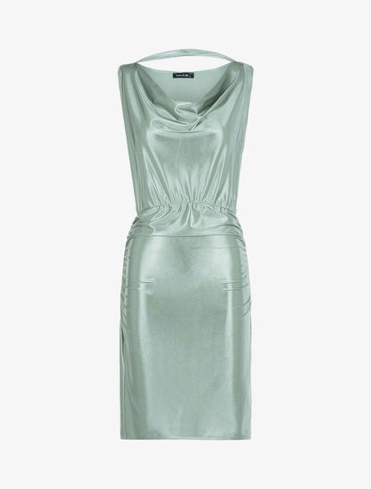 Robe satinée à col bénitier - Vert d&