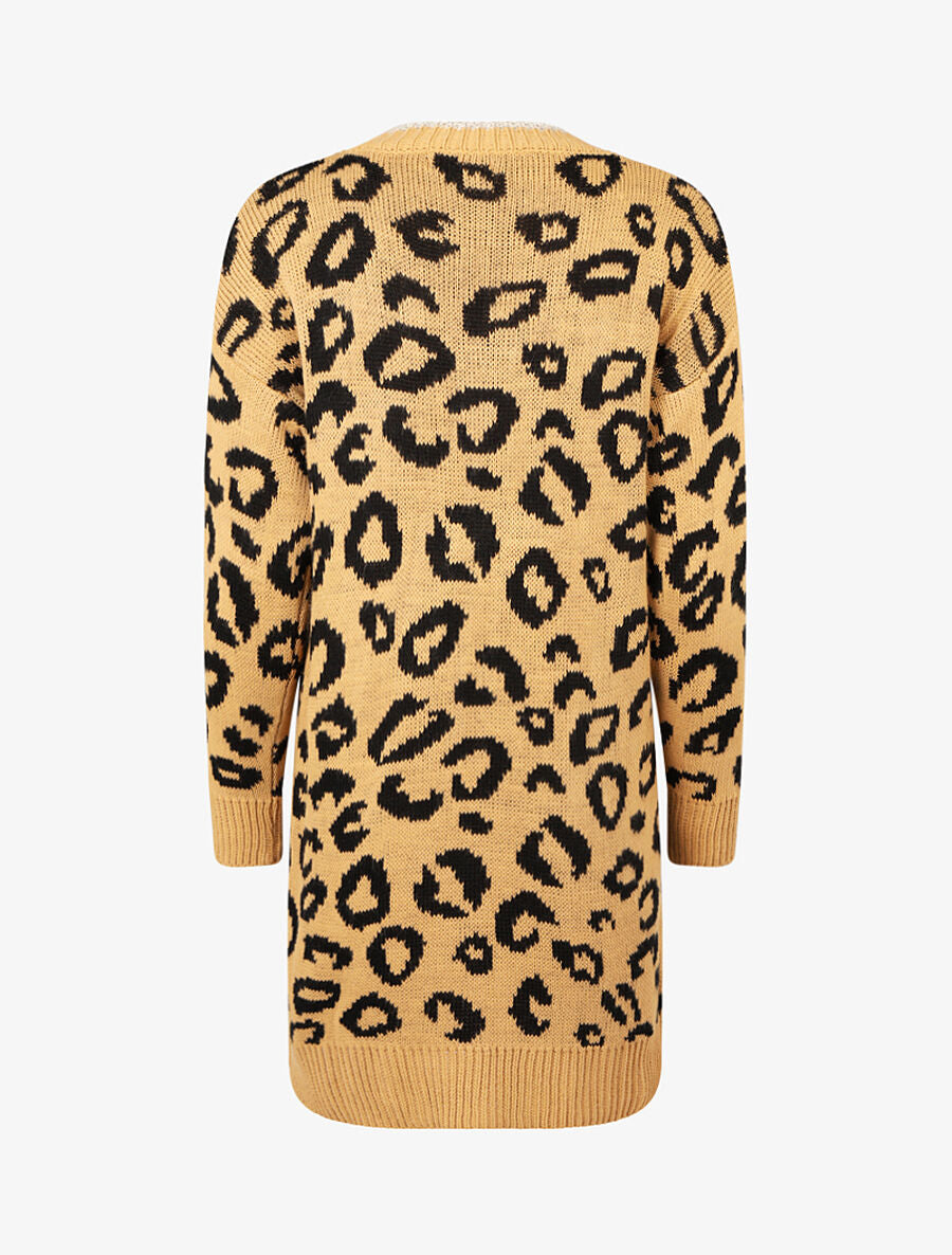 Robe pull imprimé léopard abstrait - Camel clair - 2