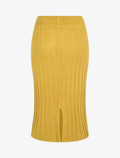Jupe coupe droite en maille - Jaune - 2