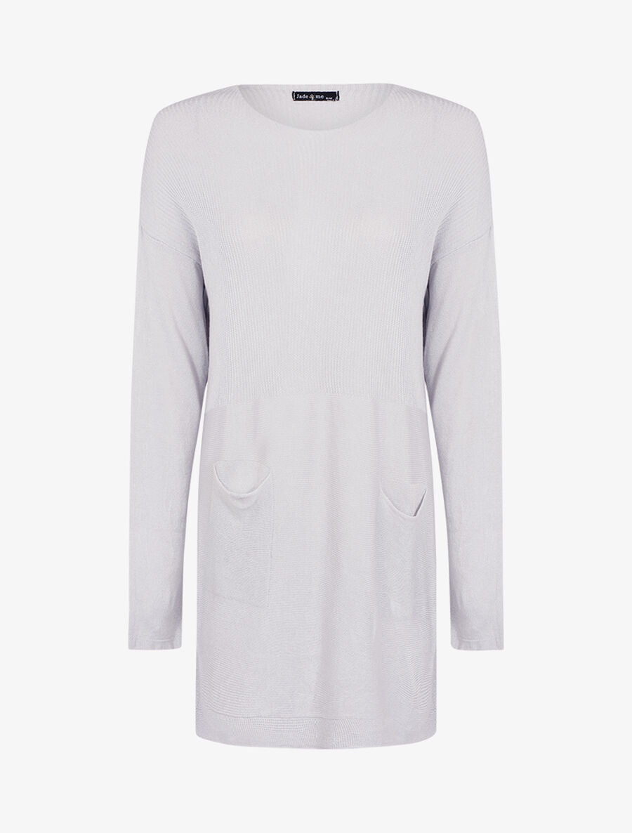 Robe pull à grandes poches - Gris clair - 1
