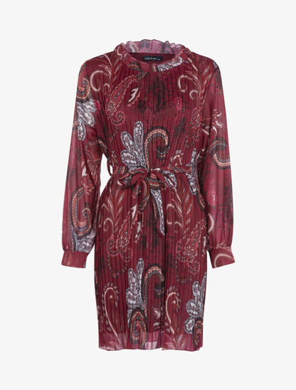 Robe gaufrée à imprimé cachemire - Bordeaux - 1