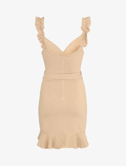 Tunique moulante coupe portefeuille - Beige - 2