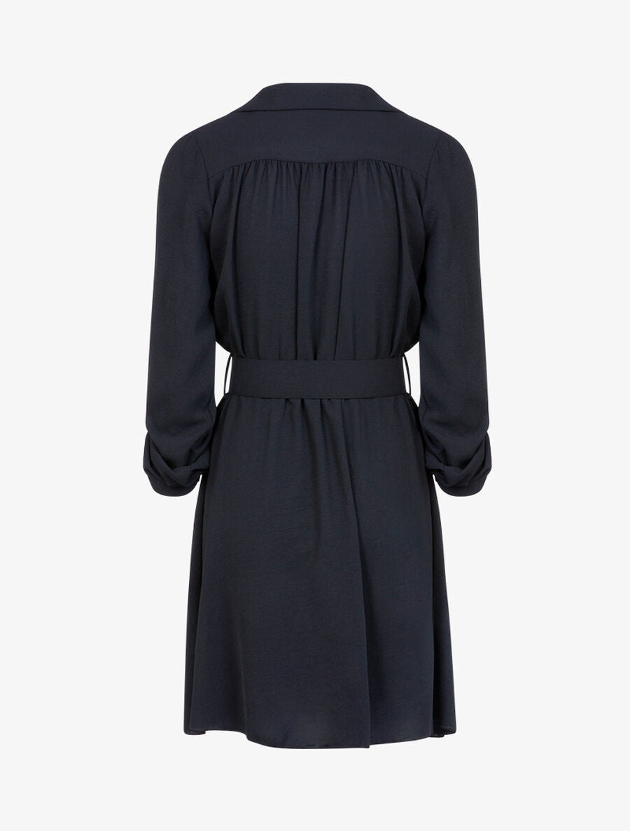 Robe style chemise coupe patineuse - Noir - 2