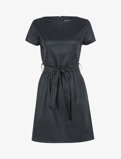 Robe classique en simili - Noir - 1