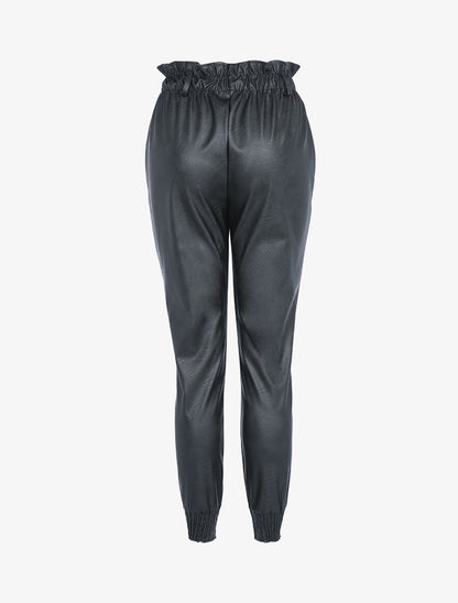 Pantalon carotte en simili - Noir - 2