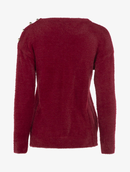 Pull uni en pilou - Bordeaux - 2