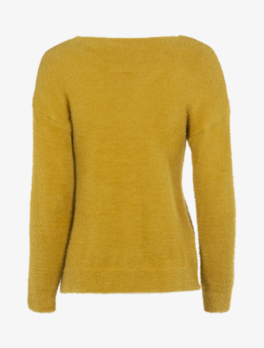 Pull en pilou à encolure lacée - Jaune - 2