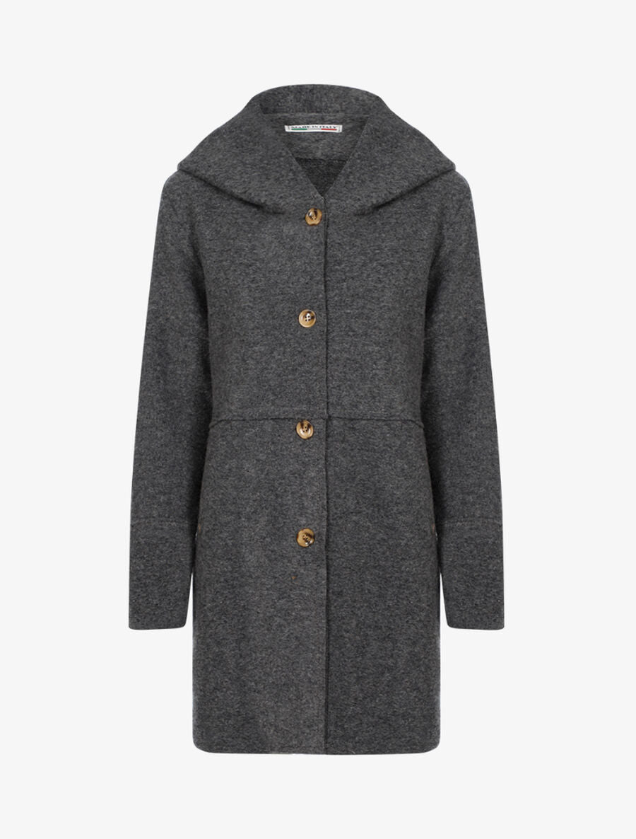 Manteau feutré à capuche - Gris foncé - 1