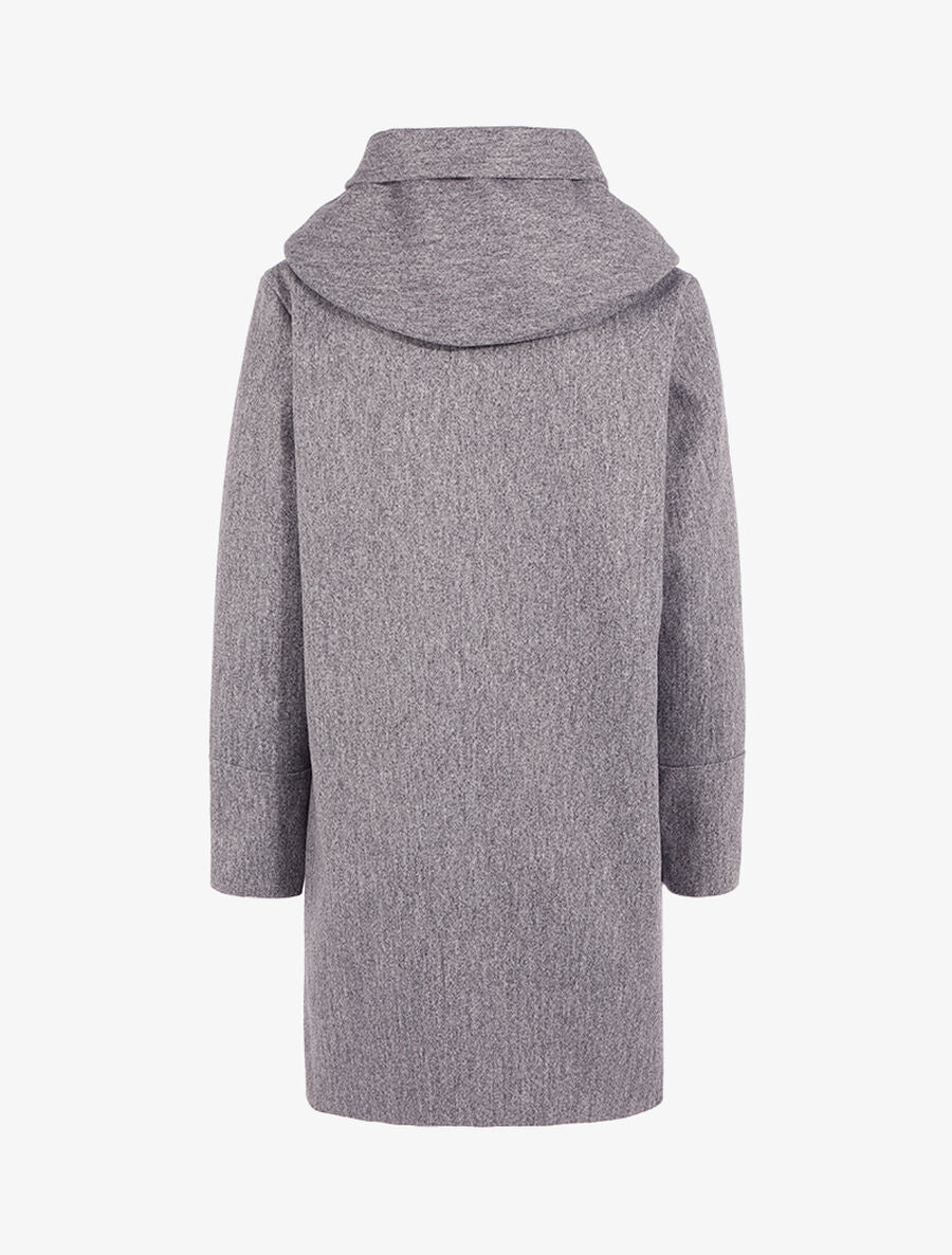 Manteau droit à capuche - Gris chiné - 2