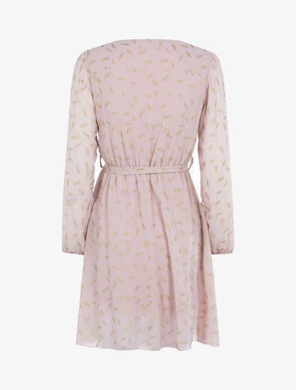 Robe à imprimé feuilles irisées - Rose - 2