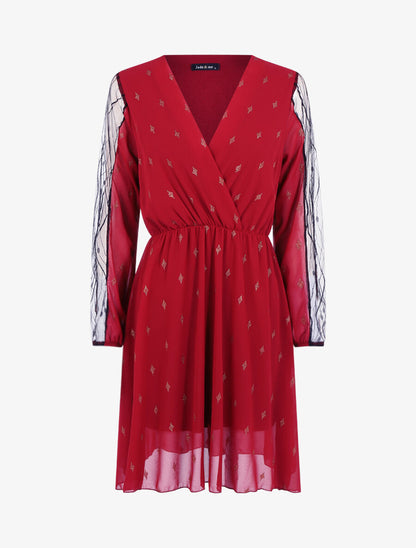 Robe à imprimé losanges irisés - Bordeaux - 1