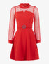 Robe à décolleté en tulle - Rouge - 1