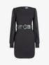 Robe à manches gigot ajourées - Noir - 1