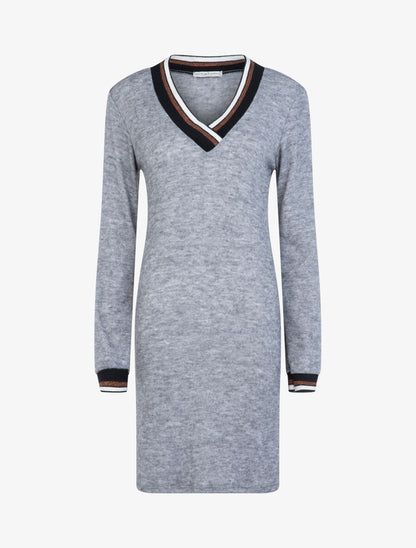 Robe en maille à bords contrastants - Gris foncé - 1