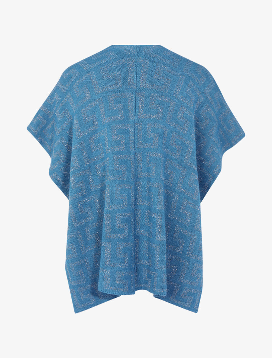 Poncho à imprimé grec pailleté - Pétrole/argent - 2