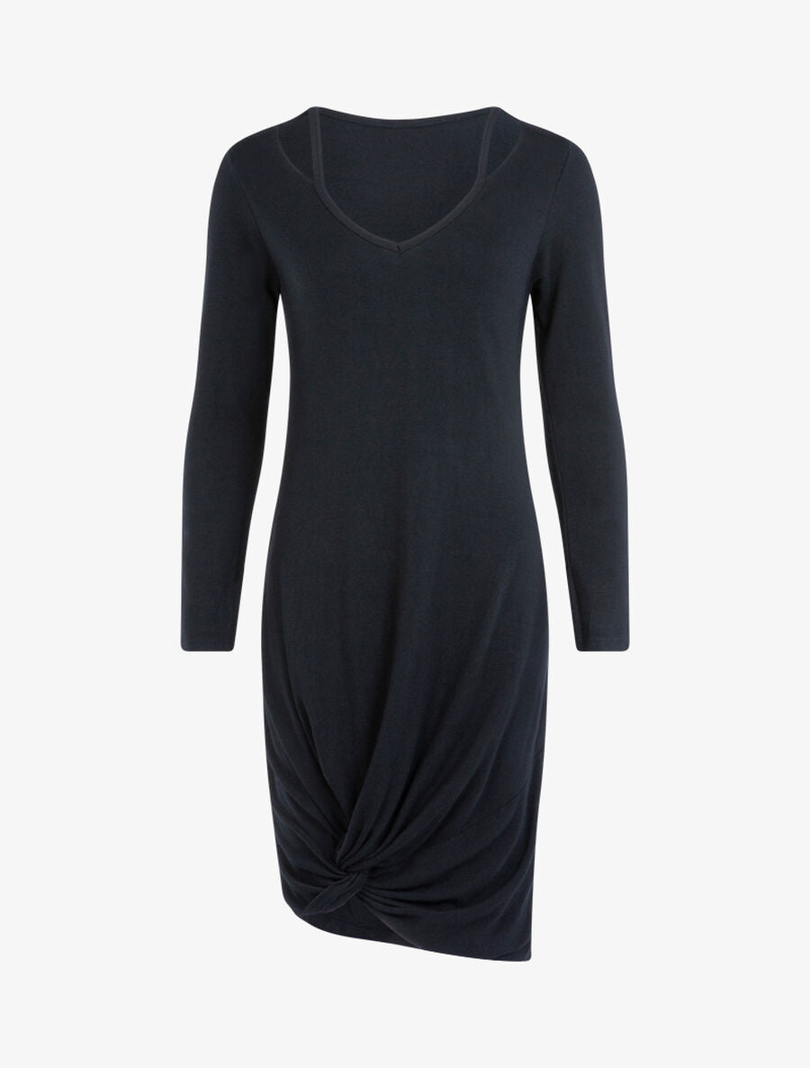 Robe en maille fine à bord torsadé - Noir - 1