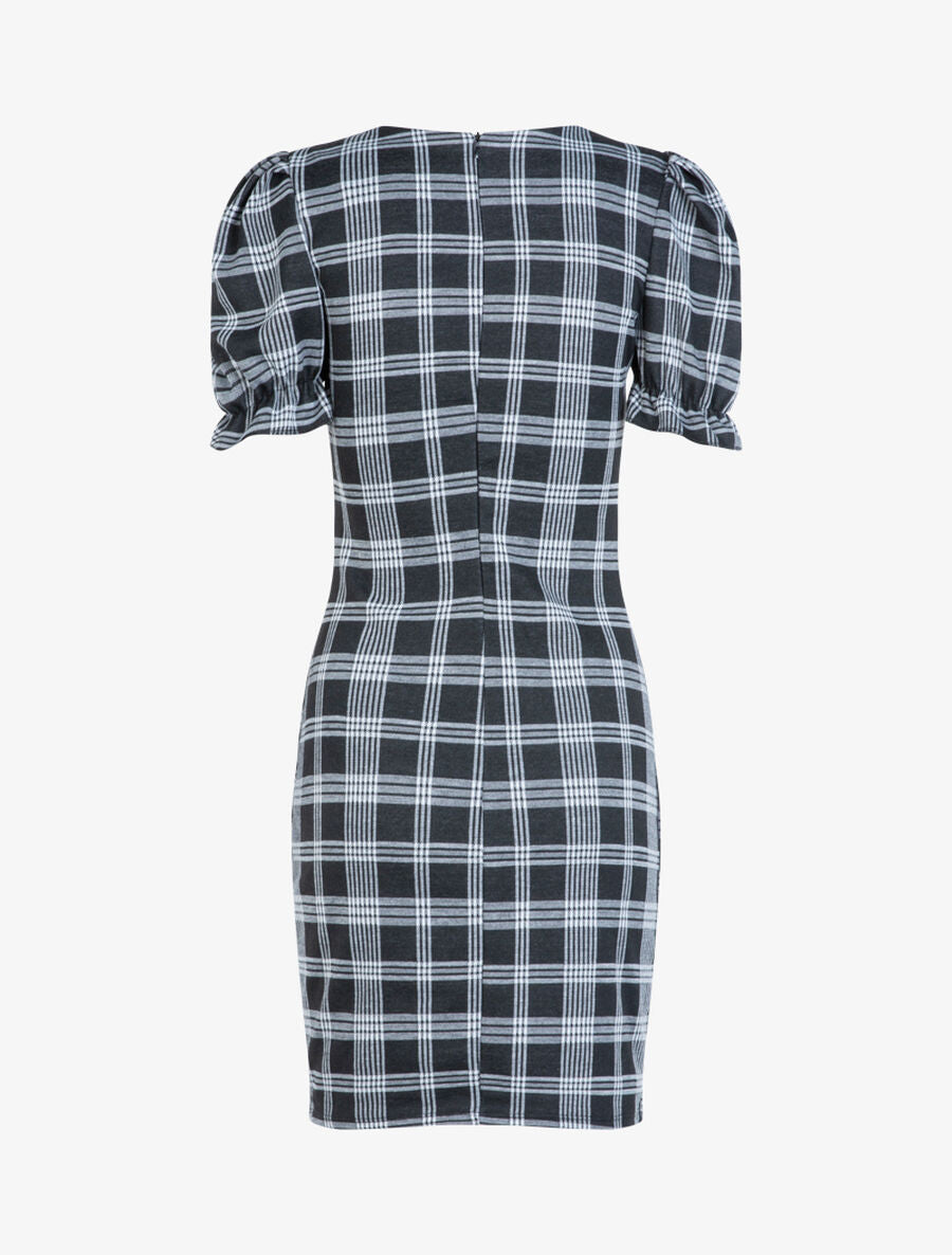 Robe fourreau à imprimé tartan - Noir - 2