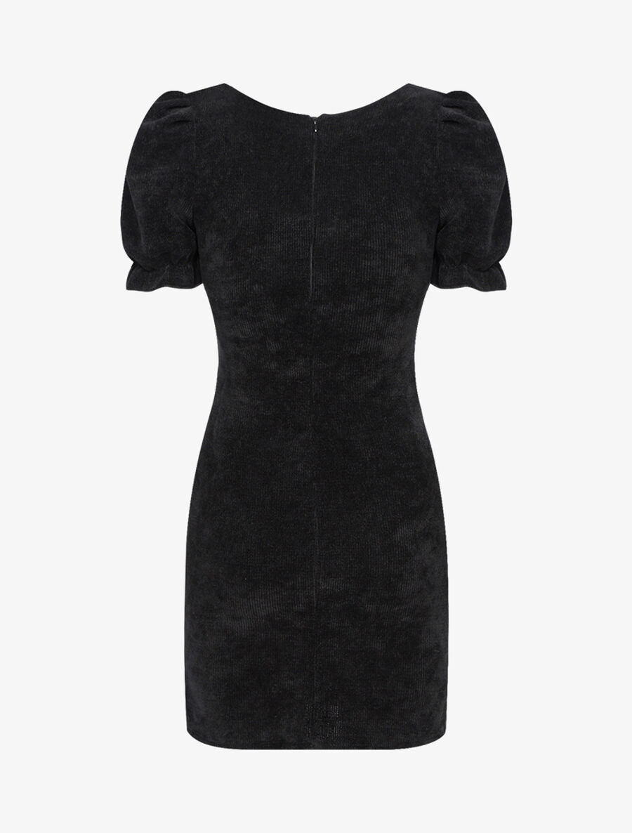 Robe fourreau en velours côtelé - Noir - 2