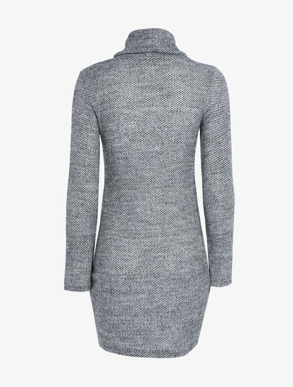 Robe en maille texturée et sautoir - Gris foncé - 2