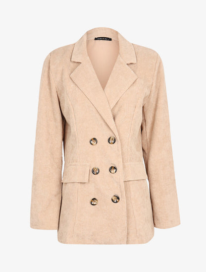 Blazer en velours côtelé - Beige - 1