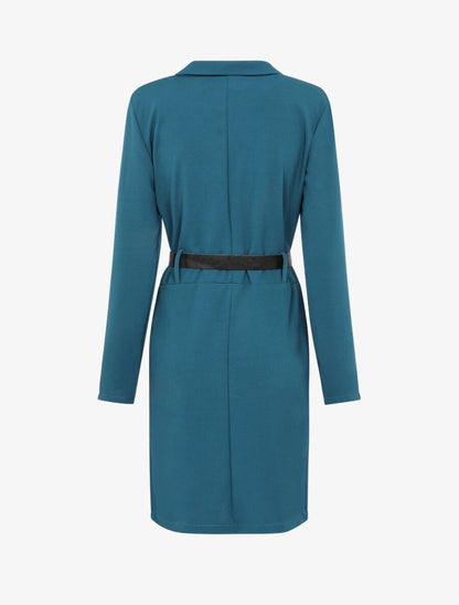 Robe moulante à zips contrastants - Bleu pétrole - 2