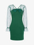 Robe à empiècement en tulle à pois - Vert - 1