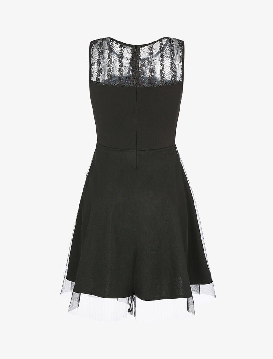 Robe sans manches en résille et sequins - Noir - 2