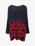 Pull style tunique à flocages stylisés - Noir/rouge - 1