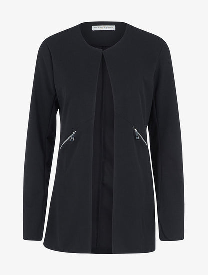 Veste mi longue à fausses poches zippées - Noir - 1