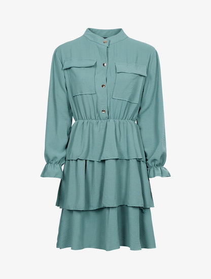 Robe à bas volanté - Vert d&