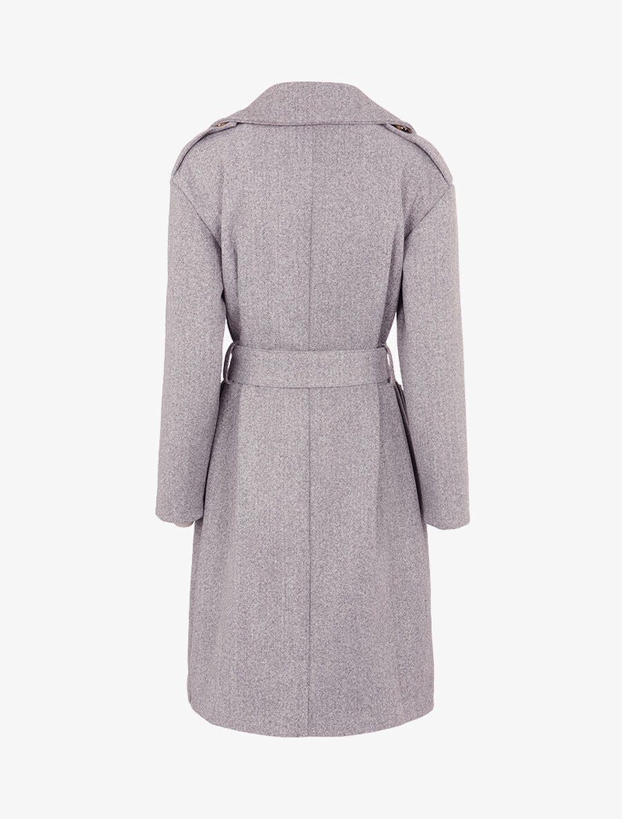 Manteau long à boutons contrastants - Gris clair - 2