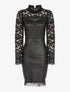 Robe en simili buste et manches en dentelle - Noir - 1