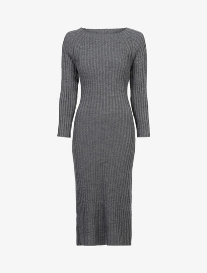Robe à dos ajouré effet torsadé - Gris foncé - 1