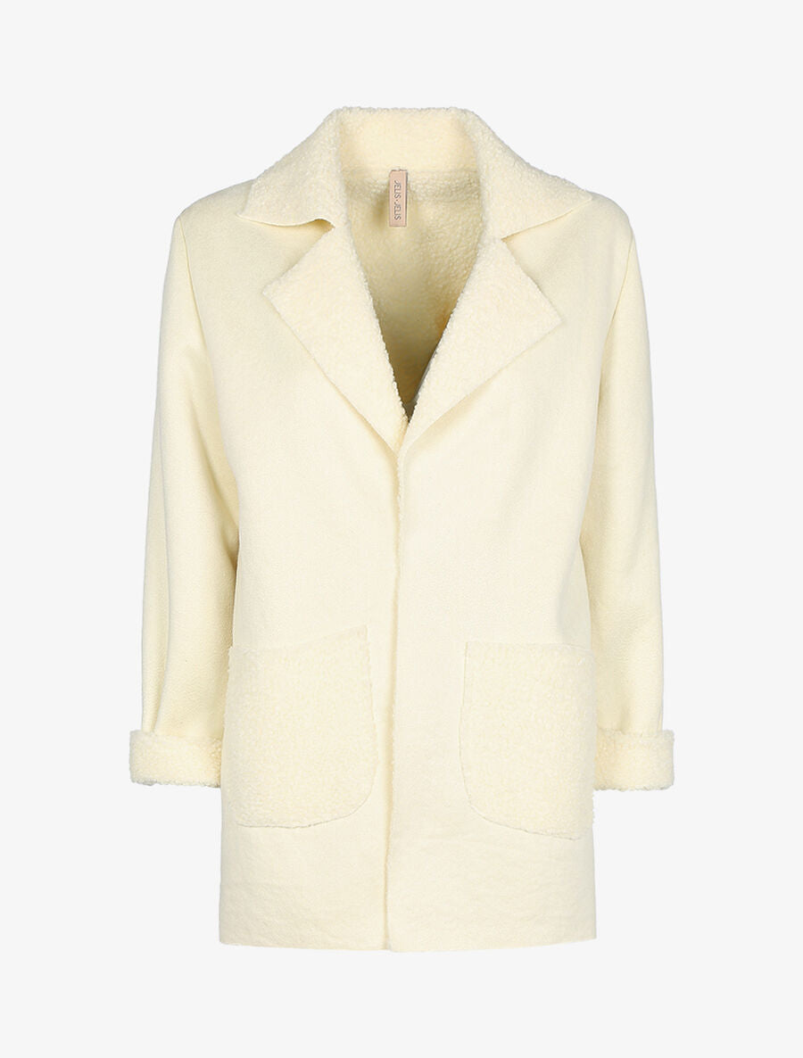 Veste légère style cuir retourné - Écru - 1