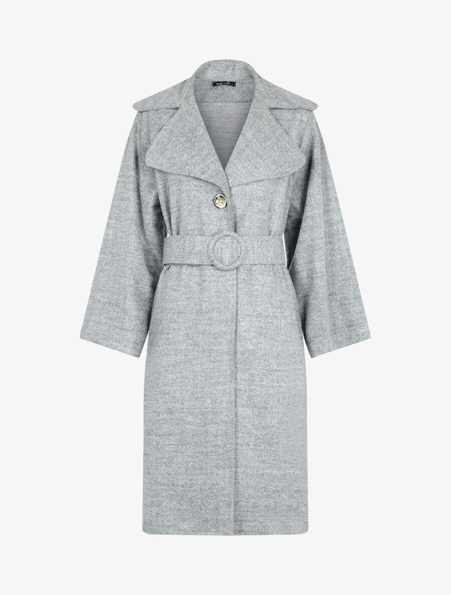 Manteau oversize en feutrine - Gris chiné - 1