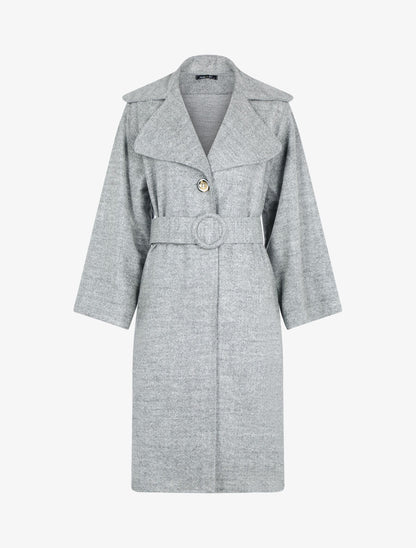 Manteau oversize en feutrine - Gris chiné - 1