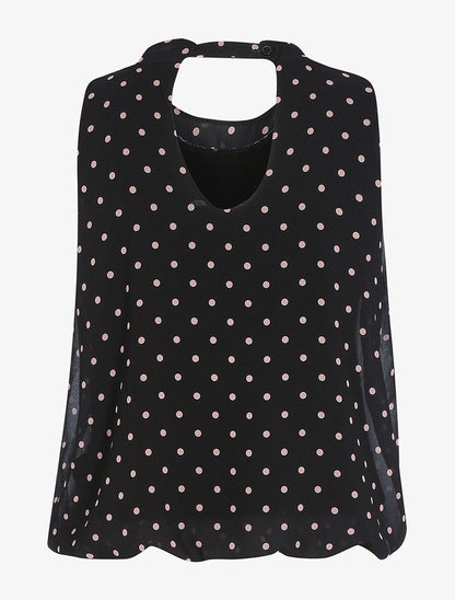 Top à imprimé pois - Noir - 2