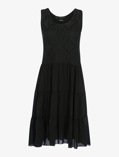 Robe à buste brodé - Noir - 1