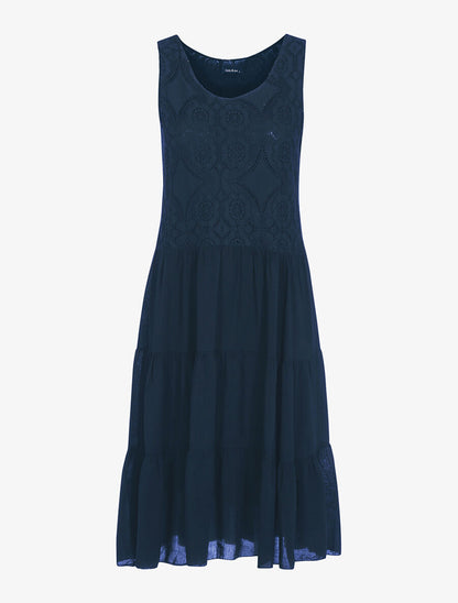 Robe à buste brodé - Marine - 1