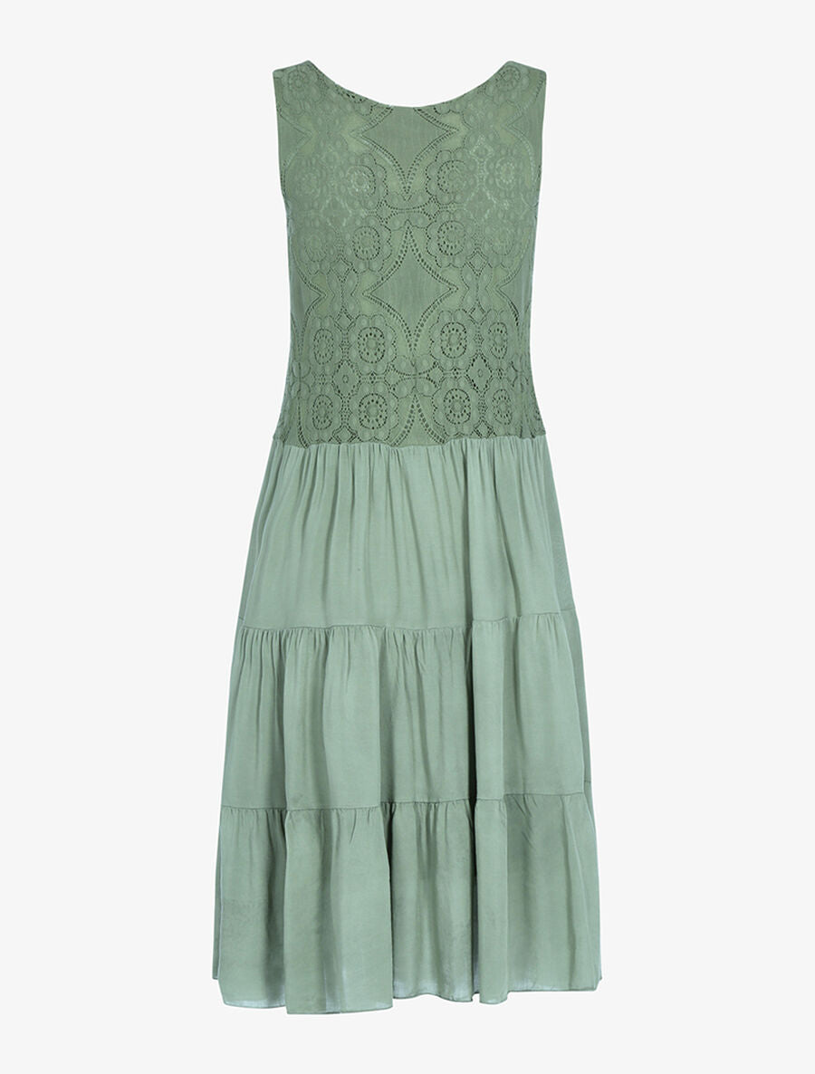 Robe à buste brodé - Kaki - 2
