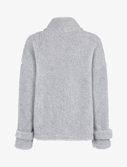Manteau duveteux à boutons - Gris clair - 2
