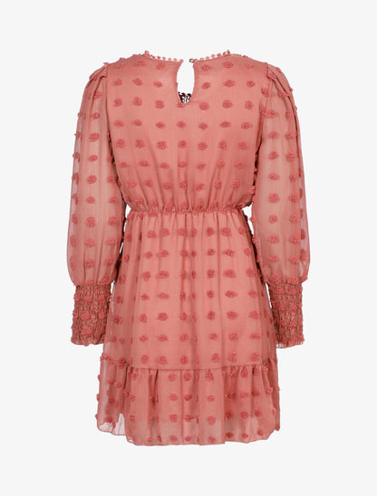 Robe patineuse en voile à reliefs - Vieux rose - 2