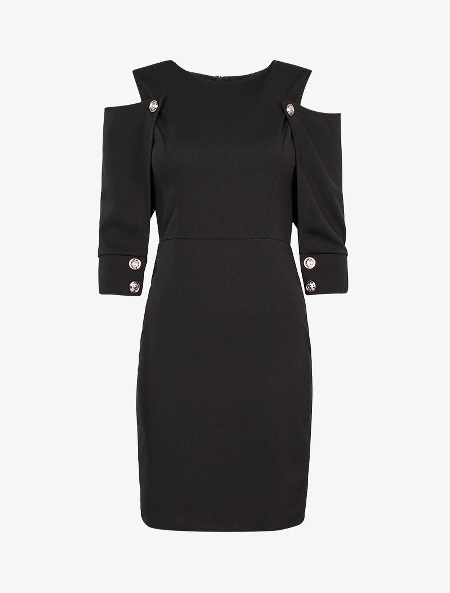 Robe à manches boutonnées - Noir - 1