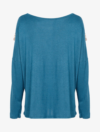 Pull oversize à gros sequins pailletés - Turquoise - 2