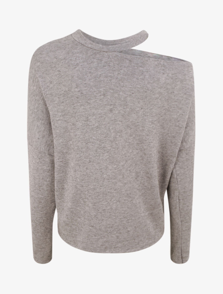 Pull loose épaule dénudée - Gris chiné - 2