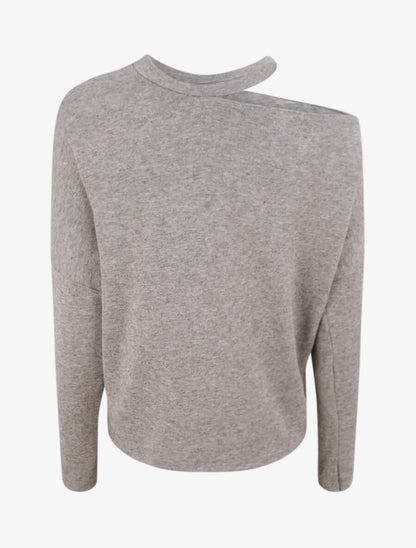 Pull loose épaule dénudée - Gris chiné - 2