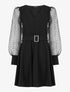 Robe à manches bishop à pois - Noir - 1