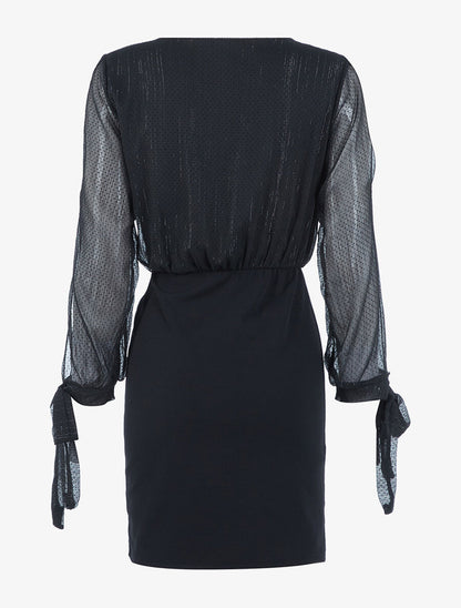 Robe buste tulle à pois - Noir - 2