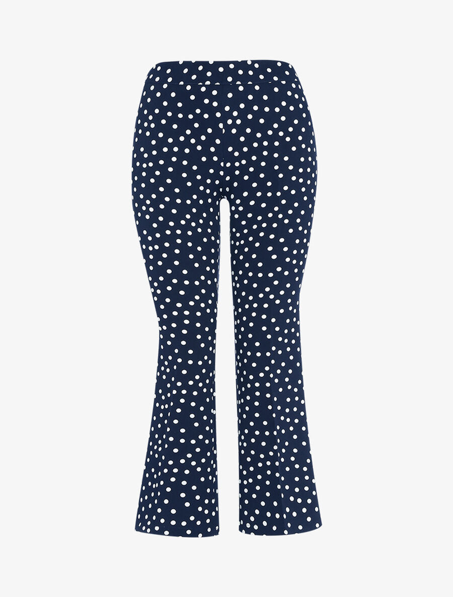 Pantacourt bootcut à pois - Bleu nuit - 1